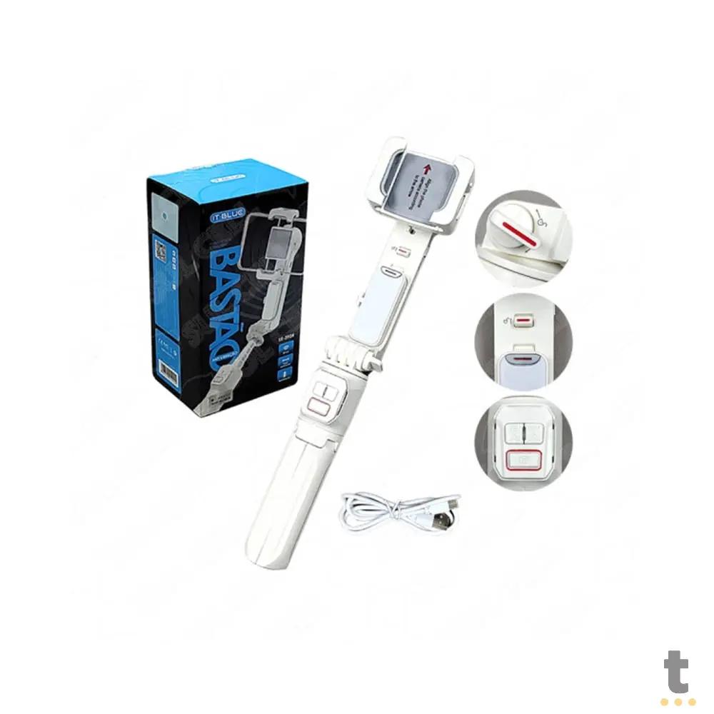 Suporte De Celular Tipo Bastão C/ Estabilizador Anti Vibração para Videos It-Blue Branco - LE-3904 Truedata